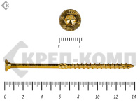 Саморезы Конструкционные, потай Torx, желтый цинк   6.0х140 мм (10 шт) 